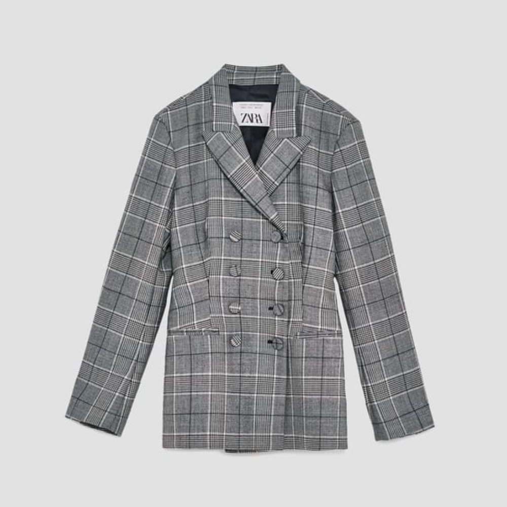 Zara Studio Wool Checked Blazer - Picture 7 of 7